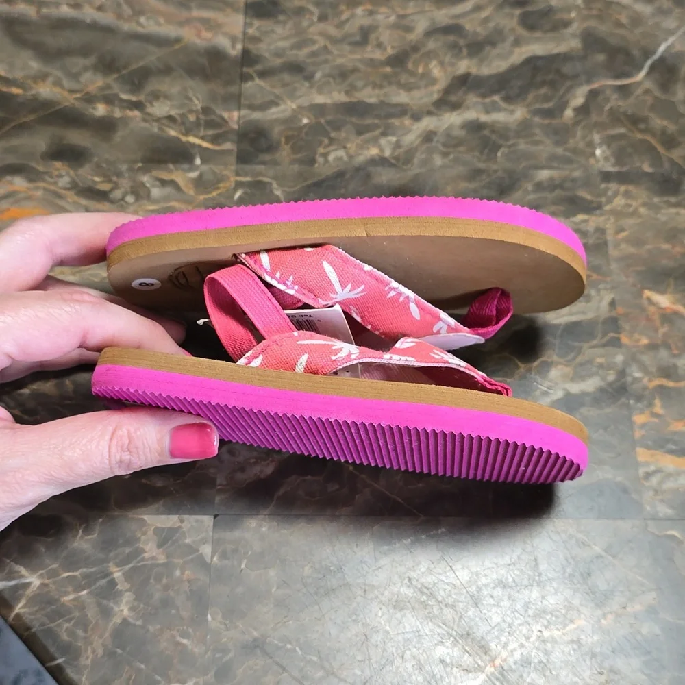 Pink Palm Tree Flip‎ flops  Size 8